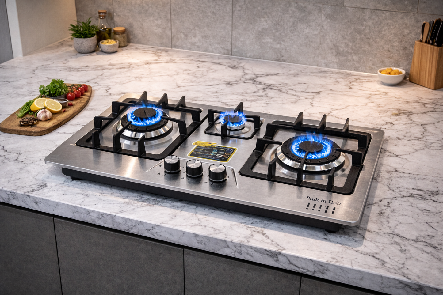Lot Imported Kitchen 3 Burner Stainless Steel Auto Ignition Gas Hob - LPG & Natural Gas