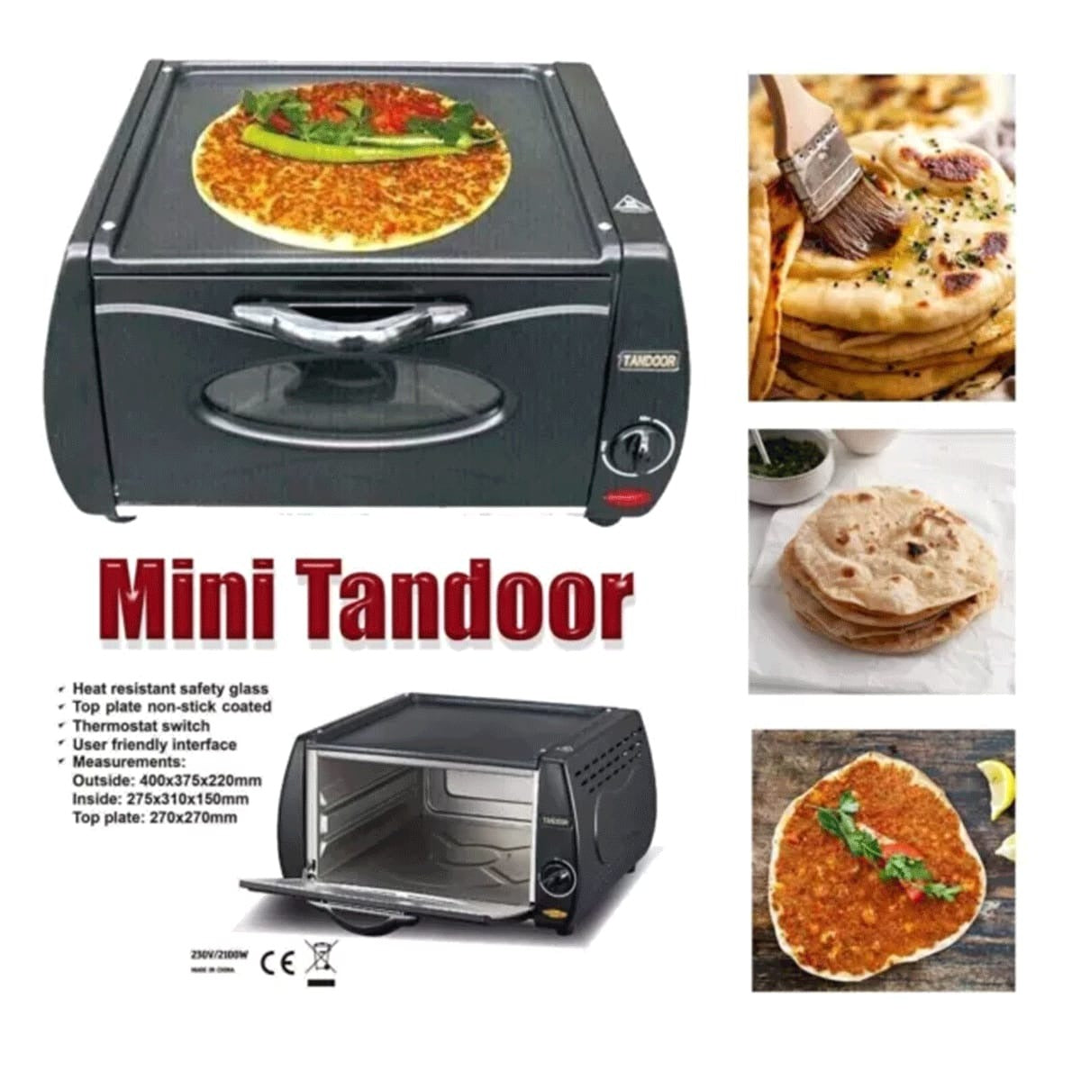 Irani Electric Tandoor Oven – Make Roti, Naan & Pizza at Home (2100W High Power)