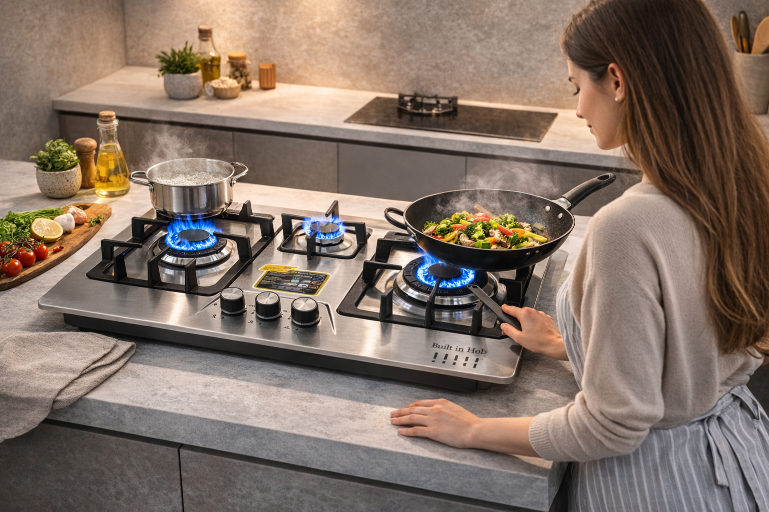 Lot Imported Kitchen 3 Burner Stainless Steel Auto Ignition Gas Hob - LPG & Natural Gas