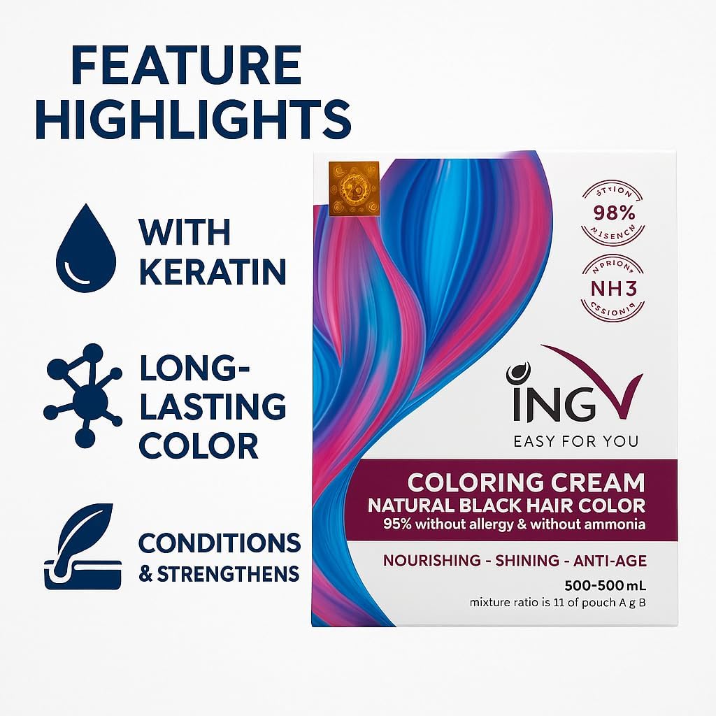 ING V Hair Color - Ammonia Free-Allergy Free  - 1000ml