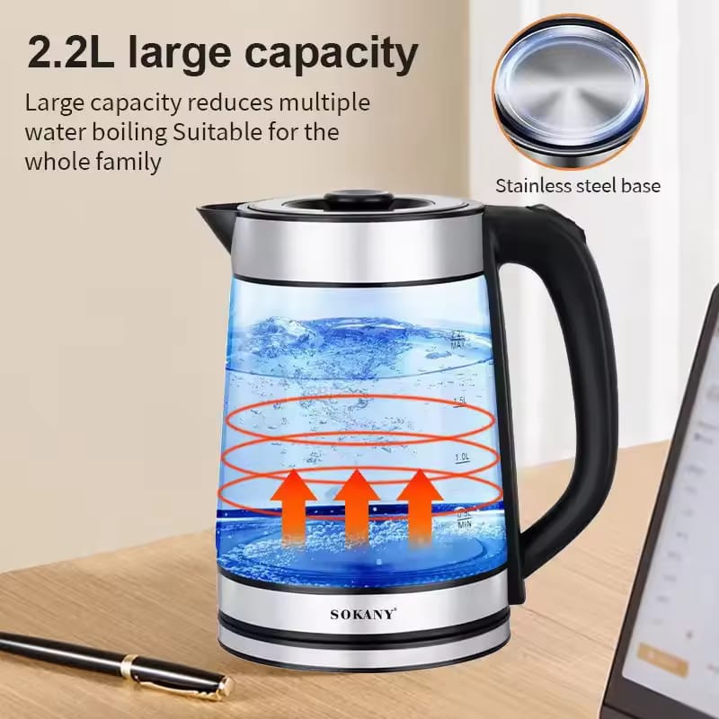 Sokany Blue Light 2.2L Electric Kettle 2000W