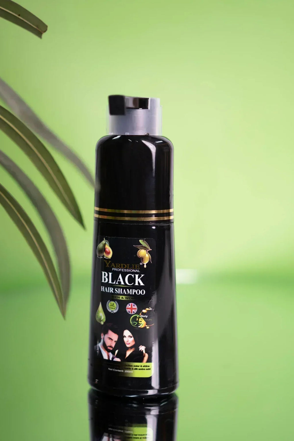 Yardlie Hair Color Shampoo – Natural Black | UK-Based 5-in-1 Grey-Cover | 200 ml