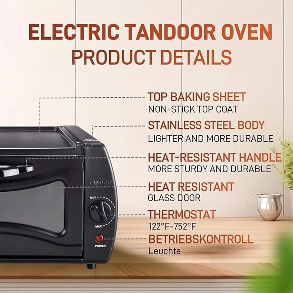 Irani Electric Tandoor Oven – Make Roti, Naan & Pizza at Home (2100W High Power)
