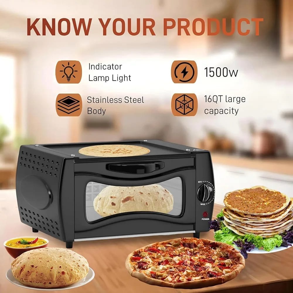 Irani Electric Tandoor Oven – Make Roti, Naan & Pizza at Home (2100W High Power)