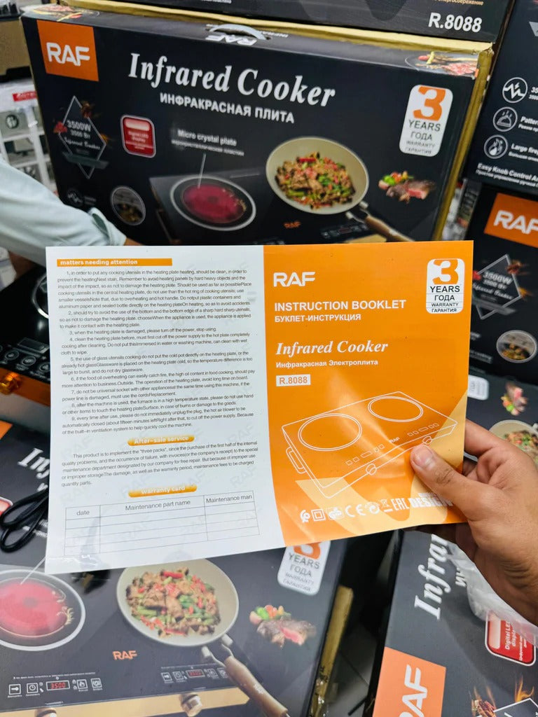 RAF Electric & solar Infrared Cooker R.8808 Double Burner 7000 Watts