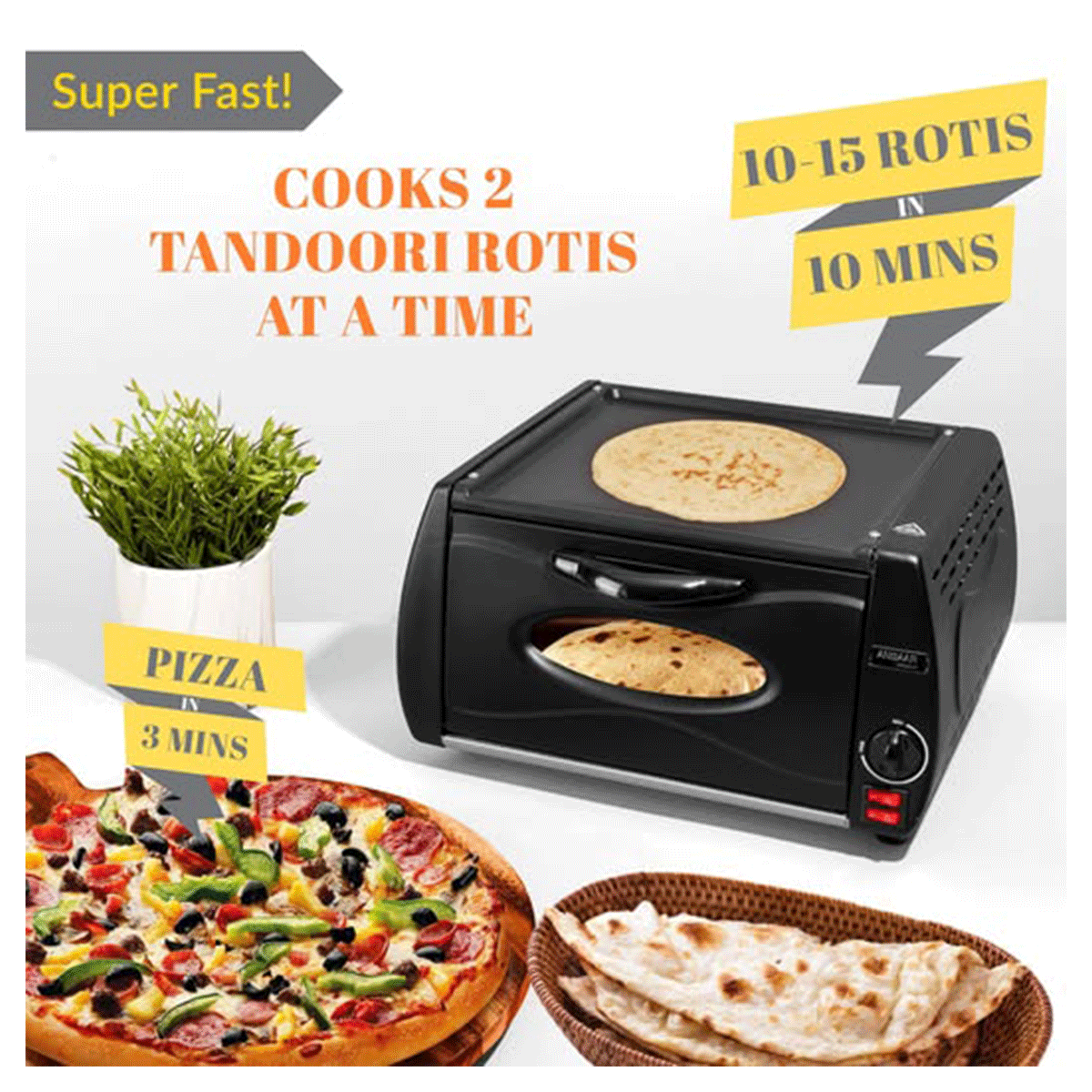 Irani Electric Tandoor Oven – Make Roti, Naan & Pizza at Home (2100W High Power)